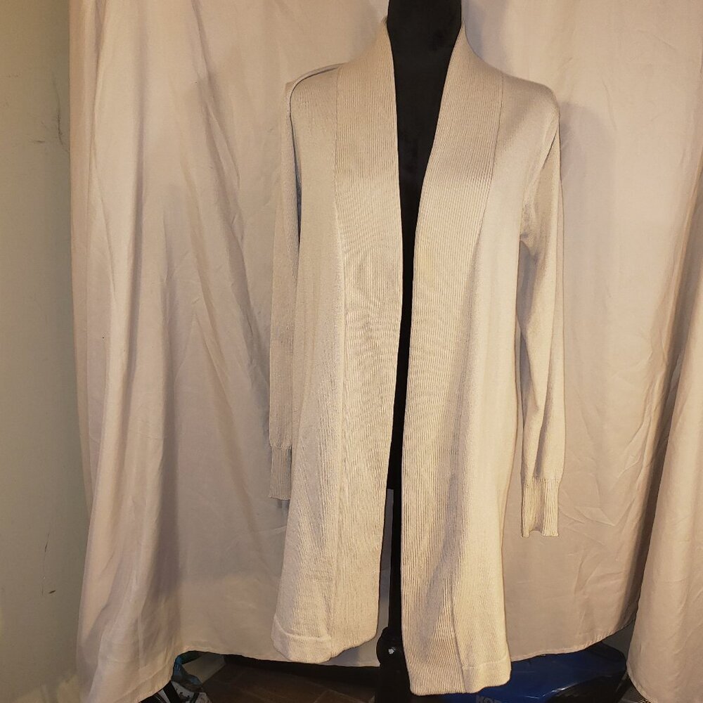 Women's Esperanza Cream Open Front Long Cardigan - S